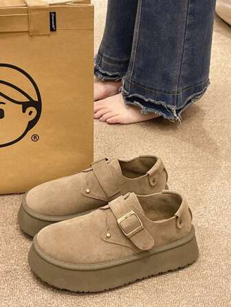 Queenzoo Women's New Fully Covered Slip-On Loafers, Thick Sole, Casual Platform Shoes For Fall