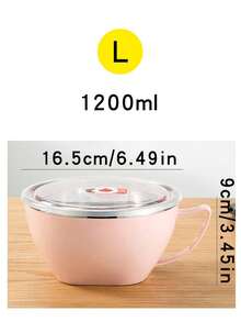 1pc Stainless Steel Insulated Noodle Bowl, Heatproof - Multicolor - View 13