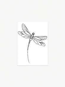 1pc Removable Waterproof Bamboo Dragonfly Temporary Tattoo Sticker, Suitable For Fashionable People - Black - View 4
