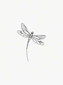 1pc Removable Waterproof Bamboo Dragonfly Temporary Tattoo Sticker, Suitable For Fashionable People - Black - View 2