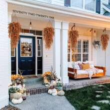 2pcs Artificial Hanging Eucalyptus Leaves, 29.9inch/76cm Fake Eucalyptus Vines, UV-Resistant Plastic Vines For Indoor And Outdoor Room Wall, Wedding, Yard And Porch Decor (Green, Autumn Red, Autumn Orange, Black, Black & White), Suitable For Spring, Summer, Autumn, Halloween