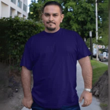 Men's Plus Size Basic Plain Premium Cotton T-Shirt - 藏蓝色 - 查看 3