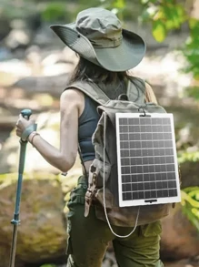 1pc Waterproof 20W Solar Charger USB Solar Power Bank For Outdoor Travel & Camping - Portable Solar Panel Powerbank For Phone, Flashlight, Fan - White - View 6