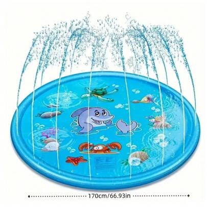 Rociador de agua para juegos al aire libre para niños y perros, alfombra de juego de agua de 67" para exteriores, juguete inflable de verano, juguetes de agua para exteriores, piscina, regalo de Halloween y Navidad