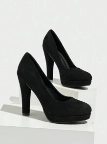 女士仿麂皮细高跟高跟鞋，优雅户外高跟鞋，大脚