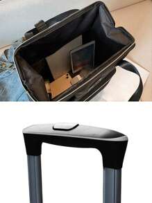 2入組行李車箱包,大容量便攜旅行登機組合,輕量旅行收納背包附有輪子,擴展折疊輪式運動背包組合,便攜行李箱車背包組合,乘坐旅行背包組合,大容量行李車背包組合,旅行收納滾動背包組合,附輪子行李箱滾動背包旅行收納背包,適用於飛機列車,針對女性、女孩、學生,校園宿舍必備,旅行必備 - 黑色 - 查看 6