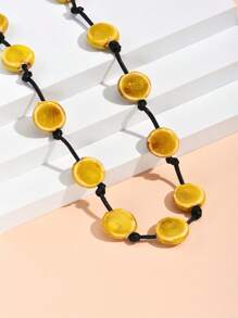 Round Decor Necklace - Yellow - View 3