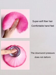 1pc Diamond-Shaped Large Soft Hair Nail Powder Brush, Nail Surface Cleaning Brush, Dust Removal Brush, Nail Art Tool, Powder Blush Makeup Brush - Pink - View 3