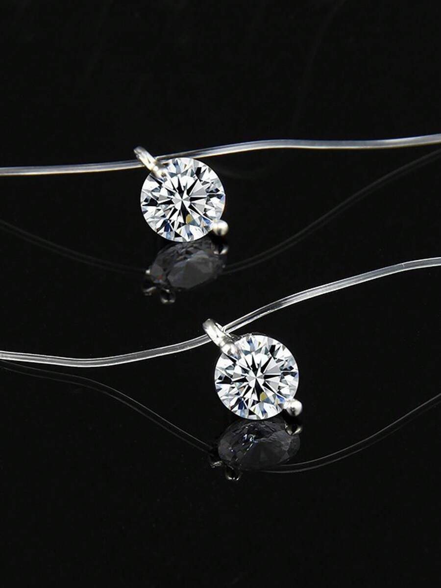 1pc/2pcs Stylish Simple Necklace With Invisible Fishing Line Inlaid