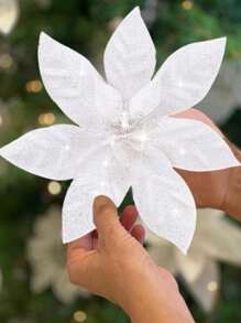 10/20 chiếc kẹp hoa Giáng sinh, hoa trạng nguyên nhân tạo để trang trí cây thông Noel, vòng hoa trang trí Giáng sinh, ngày lễ tình nhân, quà tặng - trắng - Xem 7