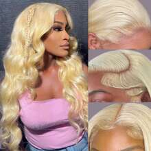 613 13x6 Lace Front Wig Human Hair Transparent Lace Body Wave Blonde Lace Front Wigs Human Hair 613 HD Lace Frontal Wig 200% Density Blonde Wig Human Hair Pre Plucked With Baby Hair (20Inch) - Blonde - View 4