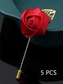 5pcs Luxury Bridal Chest Flower, Korean-Style Golden Leaves, White Rose, Bridesmaid And Groomsman Chest Flower Valentine's Day Accessories - White - View 15