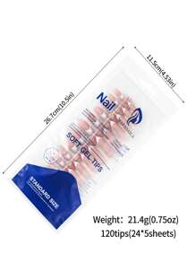 120片中号杏仁形裸色和白色法式美甲贴纸 - 软胶系统，三合一设计，适合DIY美甲，12种尺寸，适合女性和美甲沙龙使用 - 珊瑚橙 - 查看 9