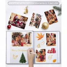 1pc Photo Album 4x6 5x7 8x10in Self Adhesive Scrapbook Album For Pictures DIY Photo Book,Metal Pen And Scraper Birthday Gifts For Women Mom,Wedding Baby Family Travel, - 灰色 - 查看 5