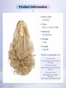 Claw Ponytail Extension Hair Accessories Black Light Brown Chocolate Brown Multi-Color 12 Inch Deep Wave Heat Resistant Fiber Synthetic Ponytail Hairpiece Curly Hair For Women Daily Cosplay Christmas Music Festival Carnaval Holiday Party Used And Chinese New Year Gifts