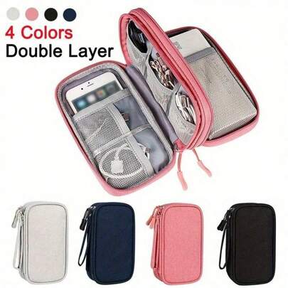 Compact Multi-Functional Travel Data Cable Organizer - Durable Cable, Charger And Accessory Case