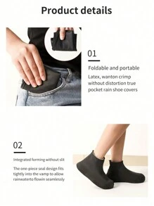 1/2/3/4 双防水加厚防滑鞋套，可重复使用户外橡胶雨靴套，加厚防滑耐用，可折叠雨靴，适用于户外骑行和雨天，适用于学校、办公室、家庭、旅行 - 彩色 - 查看 5