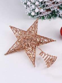 1pc Star Christmas Tree Toppers Decor, Glitter Star Tree Topper For Festive Xmas Tree Decorations, Holiday Party Indoor Decor,Christmas