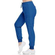Women's Cargo Scrub Jogger Pants – 4-Way Stretch, Elastic Waist, Multiple Utility Pockets, Wrinkle-Resistant, Workwear For Nurses & Healthcare Professionals - 寶藍色 - 查看 2