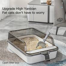 New Removable Semi-Enclosed Cat Litter Box, Multiple Colors And Sizes Available, Litter Scoop Included - Multicolor - View 6