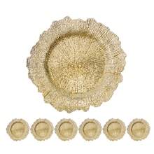 Golden Embossed Plastic Plates Set, 13"" Reusable Plastic Serving Charger For Dinner Plate Round Decorative Charger Plate For Wedding, Catering, Parties, Restaurant, Home Dinner Use - Gold - View 7