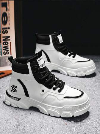 Men's High-Top Sneaker Boots, 2024 New Fashion Casual Ankle Boots, Waterproof Non-Slip Outdoor Hiking Boots