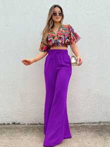 Women Pants - 紫色 - 查看 1