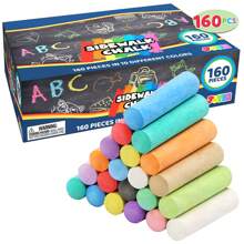 SYNCFUN 160 PCS Washable Sidewalk Chalks Set Non Toxic Jumbo Chalk For Outdoor Art Play, Painting On Chalkboard, Blackboard And Playground - 彩色 - 查看 7
