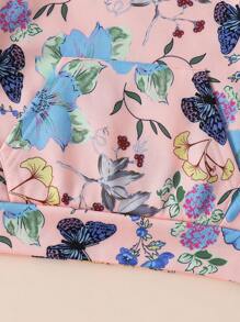 2pcs Fashion Butterfly Flower Printed Long Sleeve Sweatshirt & Dress Set For Girls - Multicolor - View 5
