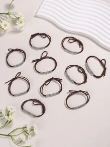 10入組閃亮鑽石彈性髮圈（女士專用），可愛優雅的Y2K時尚髮飾 - 彩色 - 查看 9