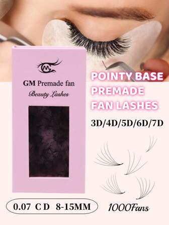 One Box 1000Fans Loose Fan Lashes Extension 0.07mm Pointy Base 3D/4D/5D/6D/7D/8D Volume Premade Fans Eyelash Extension
