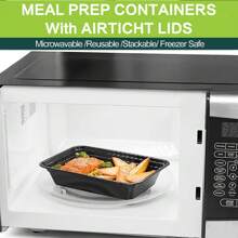 [50 Pack – 32oz] Meal Prep Containers With Lids | Leak-Proof Disposable Plastic Bento Lunch Boxes | Stackable Microwave, Dishwasher & Freezer Friendly | Perfect For Christmas & Halloween Parties And Gifts - Black 32 oz 50pack - View 5