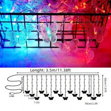 1pc Magic Butterfly LED Curtain Light - 96 LED Beads, 8 Modes, USB Powered, Remote Control, Copper Wire String Lights, Suitable For Nursery, Bedroom, Wedding, Party, Dorm, Patio Decor, Baby Shower, Home Decor, Gift - Multicolor - View 7
