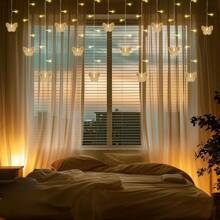 1pc Magic Butterfly LED Curtain Light - 96 LED Beads, 8 Modes, USB Powered, Remote Control, Copper Wire String Lights, Suitable For Nursery, Bedroom, Wedding, Party, Dorm, Patio Decor, Baby Shower, Home Decor, Gift - Multicolor - View 2