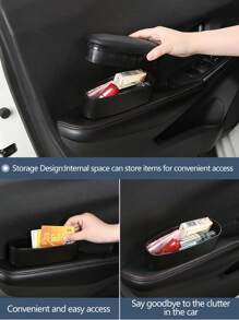 1 pieza Caja de almacenamiento del apoyabrazos lateral izquierdo del coche, almohadilla ajustable del reposabrazos y soporte del brazo, accesorio universal - Negro - Ver 4