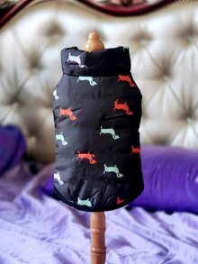 加厚背心，宠物服装，狗狗服饰，印花狗狗背心，猫咪服装，新款加厚背心 - 黑色 - 查看 4