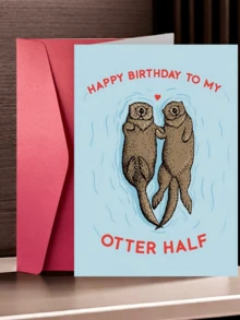 “1 张搞笑生日贺卡！‘祝我的水獭宝宝生日快乐！’ 在欧洲和美国生日和周年纪念日中非常流行！适合男朋友/女朋友、妻子/丈夫、未婚夫。可爱的动物幽默。附有信封。有趣又可爱。” - 彩色 - 查看 8