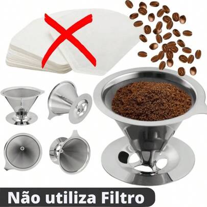 Coador Funil De Filtro De Café 301 Inoxidável Com Inox 304 Multifuncional Isolamento Térmico Não Enferruja