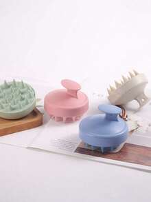 💰1pcs莫兰迪色硅胶洗头刷头部按摩清洁头皮经络抓头神器刷头发头皮清洁刷头发神器按摩刷男女头部按摩梳子洗澡理发店用 - 彩色 - 查看 3