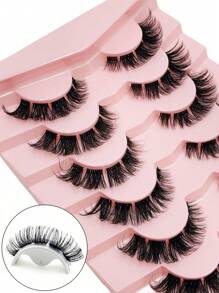 Rikuaild 7 pares de pestañas de ojo de gato, pestañas postizas naturales, suaves y esponjosas, pestañas cruzadas de Manga, pestañas naturales tenues,pestañas pestans extensiones de pestañas