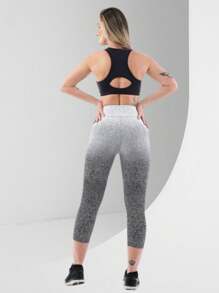 Wolfox Women's Gradient Capri Capri Pants High Waist Printed Polyamide Fabric - Đen và trắng - Xem 4