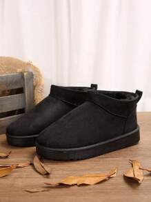 Fall/Winter 2024 New Wool Slippers For Women, Sheepskin One-Piece Thick Sole Snow Boots, Backless Slip-On Slides, Fashionable,Fur Boots - Black - View 3