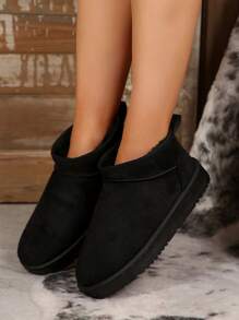 Fall/Winter 2024 New Wool Slippers For Women, Sheepskin One-Piece Thick Sole Snow Boots, Backless Slip-On Slides, Fashionable,Fur Boots - Black - View 5