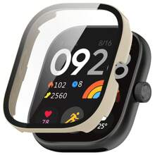 Capa de PC + Vidro Compatível com Xiaomi Redmi Watch 4, Película Anti-Arranhões de Vidro Temperado, Capa Protetora Amortecedora