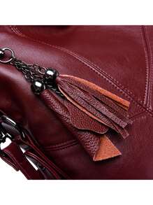 2024 New Luxury Women's Handbag, Large Capacity Shoulder Bag, PU Leather Tote Bag - Burgundy - View 9