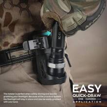 1"-1.55" Dia. Rotatable Flashlight Holster - Lever Side Lock System & Adjustable Belt Holder - Durable Construction For Outdoor And Tactical Applications - Black - View 5