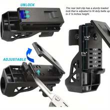 1"-1.55" Dia. Rotatable Flashlight Holster - Lever Side Lock System & Adjustable Belt Holder - Durable Construction For Outdoor And Tactical Applications - Black - View 8