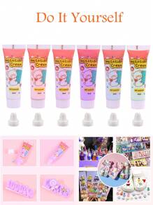 6件/套 男女通用 15克 仿奶油色树脂工艺品，可用于DIY发夹、手机壳、文具收纳盒等，适合日常夏季和学校使用。 - 彩色 - 查看 1