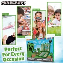 Minecraft Art Supplies Set Painting Creeper Crayons Paints Markers Oil Pastels Filled Case Colouring Sets Travel - Multicolor - View 5