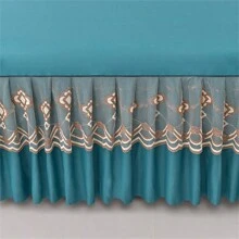 1 件高克重纯色褶皱蕾丝床裙，适合所有季节、卧室、宿舍、酒店、出租屋、办公室等。奢华蕾丝边床裙让您的卧室优雅舒适。仅床裙 - 不含枕套